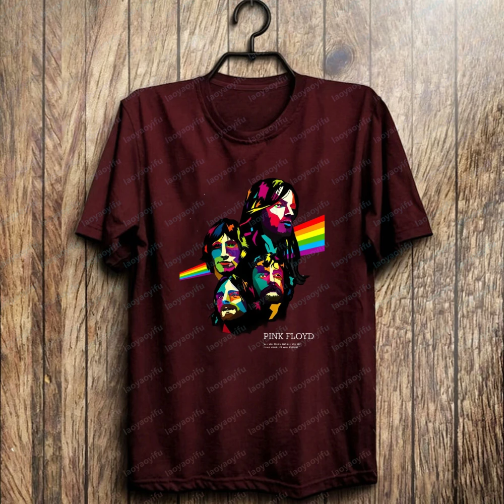 The Dark Side of The Moon Shirt Pink Floyd Prism Rainbow Men's Tee Vintage Rock Cotton Tops Casual Streetwear for Concert Outfit