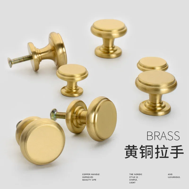 

Новая средняя ручка из чистой меди, современная простая дверца шкафа, ящик, латунная круглая ручка, маленькая ручка для шкафа, однотонное отверстие