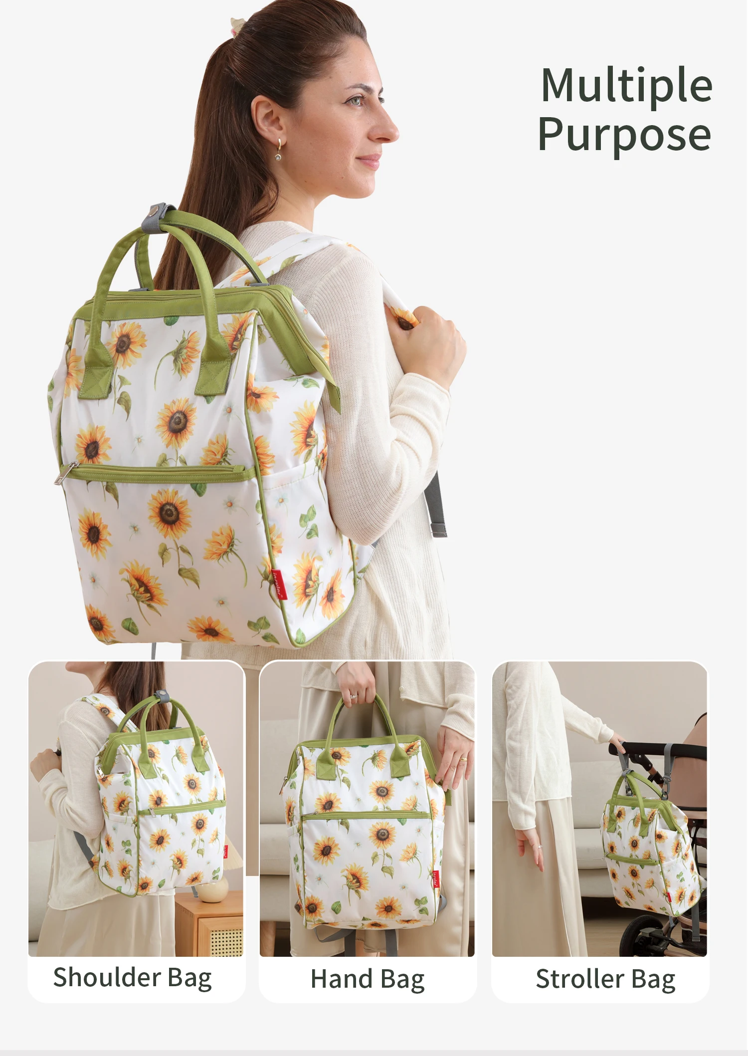 INSULAR Mummy Large Capacity Waterproof Diaper Backpack for Outdoor Travel, Baby Nappy Bag for Stroller