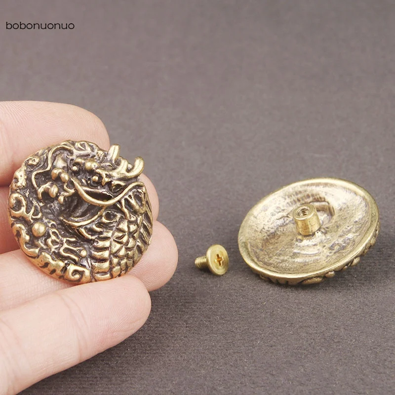 Pure Brass Dragon head Decorative Buckle Fashion Wallet Rivet Button DIY Leather Bag Backpack Belt Screw Buckles Accessories