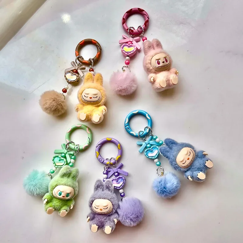 

New Mini Labubu Keychain Cartoon Creative Three-dimensional Doll Students Schoolbag Pendant Car Key Chain Women and Men Gifts