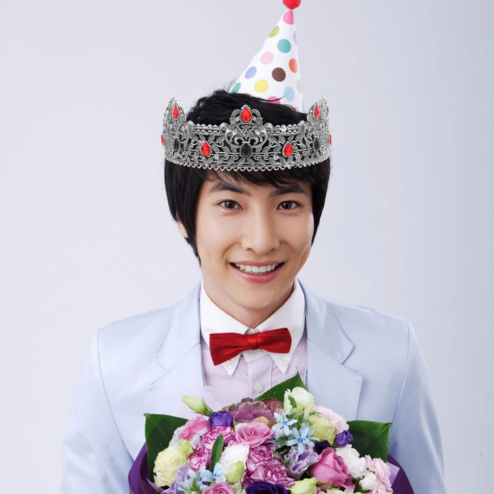 

Men's Crown Costume Accessories Royal Prom Birthday Tiaras Sparkling Rhinestones Stage Performance Durable Gemstone