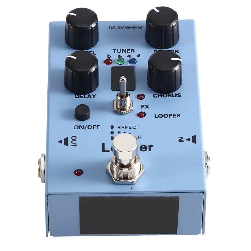ABHS-Guitar Effect Pedal With Looper Delay Chorus Reverb Tuner On One Pedal Quality Case DC-9V