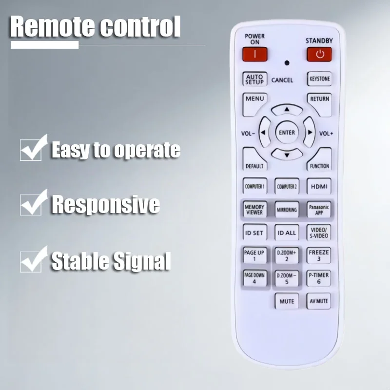 Replacement Remote Control for Panasonic PT-VX505NE PT-VX505NEA PT-VW435NU PT-VX505NU PTEX610 PT-EX610U PT-EX610UL XGA Large