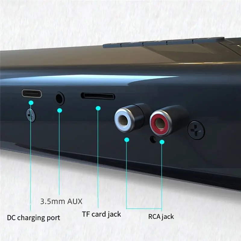 Y47A Bluetooth Speaker, Long Stereo Soundbar Home Theater, Wireless Portable Desktop Speaker, 5W*4, IPX4, 2000mAh, for TV, PC, view 2