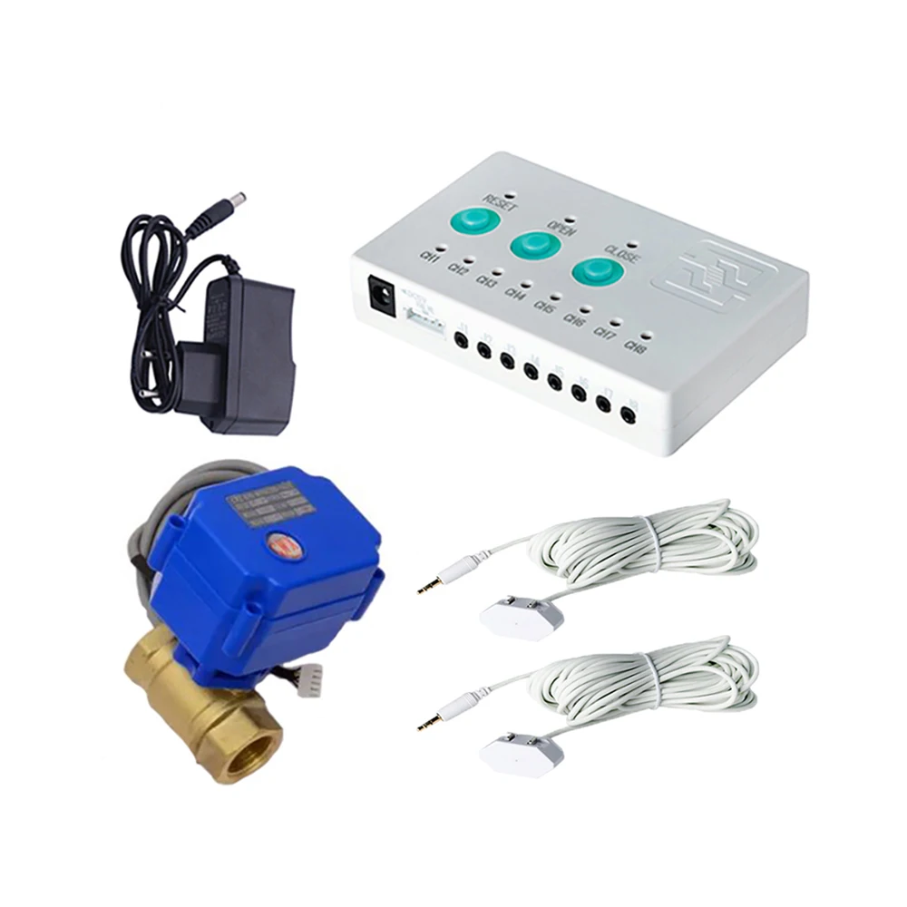 

Economic Wired Leakage Detection System with 1/2" Auto Close Brass Valve and 6m Water Sensors for Home Water Leak Protection