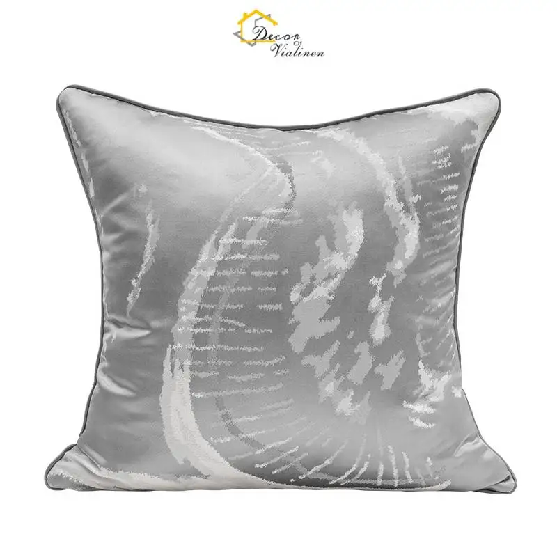 Silvery Grey Silkvein Series Luxury Jacquard Covers Decorative Cushions For Home Decor