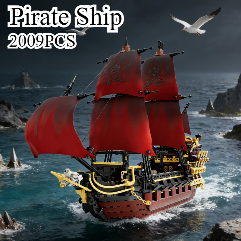 

Наборы строительных блоков «Пиратский корабль» (2009 деталей), модель корабля для сборки, настольные украшения, подарки для взрослых и мальчиков