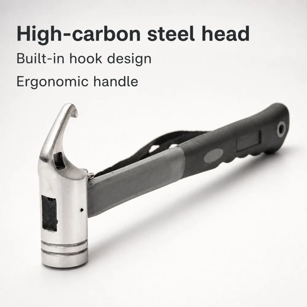 Portable Tent Hammer for Camping Stakes Anti-Slip Handle Tent Peg Puller Tool for Outdoor Hiking Backpacking Gear