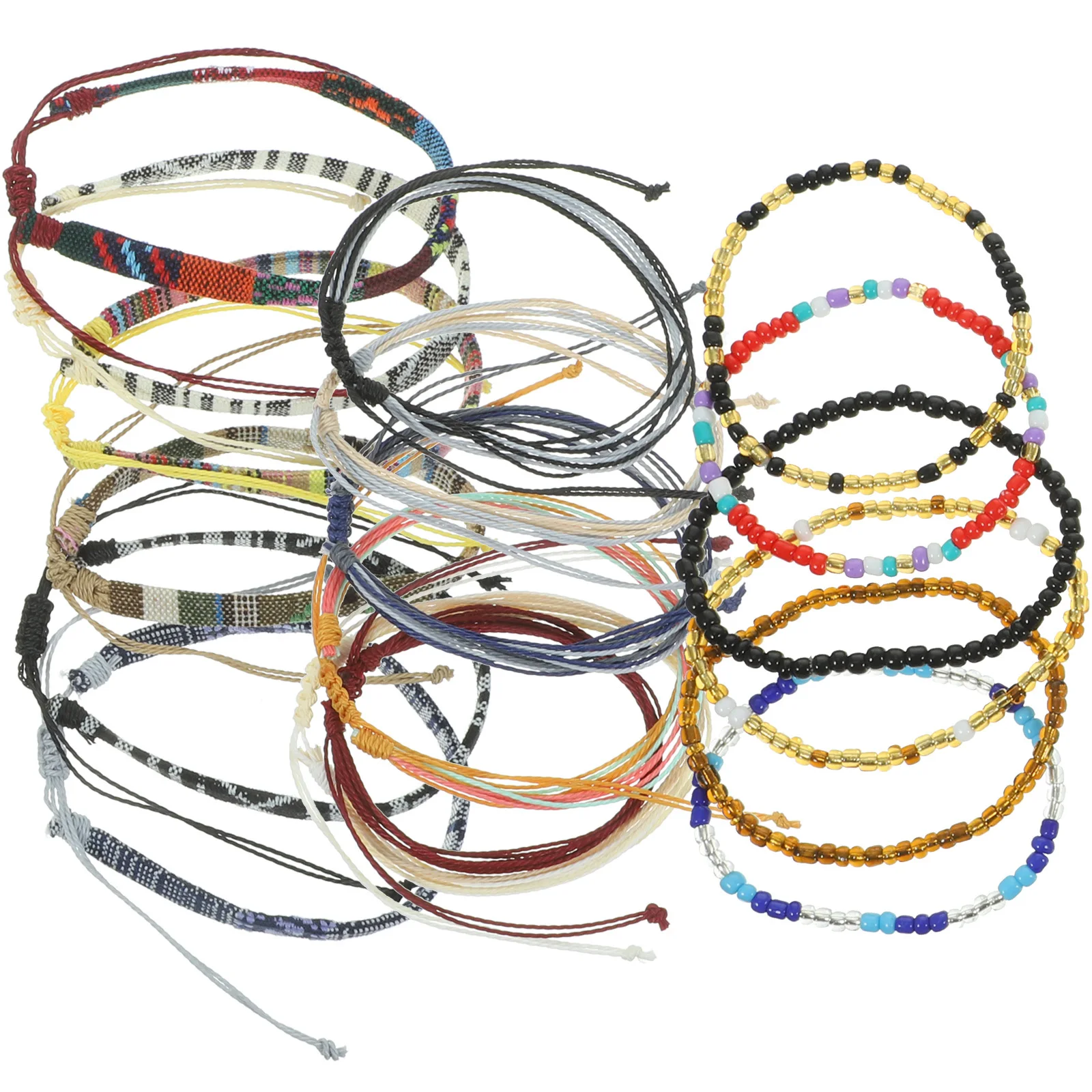 

18Pcs Colorful Beaded Anklet Woven Bracelet Jewelry Boho Style Summer Beach Ankle Charm Beaded Anklet Woven Ankle Charm