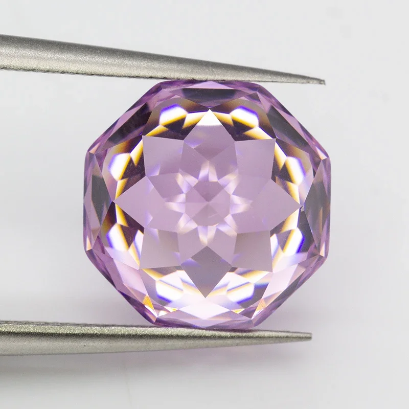 New 5A Fancy Purplish Pink Millennium Octagon Rose Cut Cubic Zirconia Loose stones for Jewerly Making