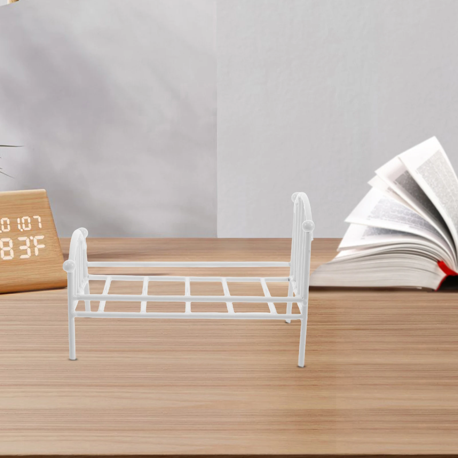 

Set Small Bed Flower Pot Stand Vintage Decor Iron Dollhouse Mini Furniture Decoration