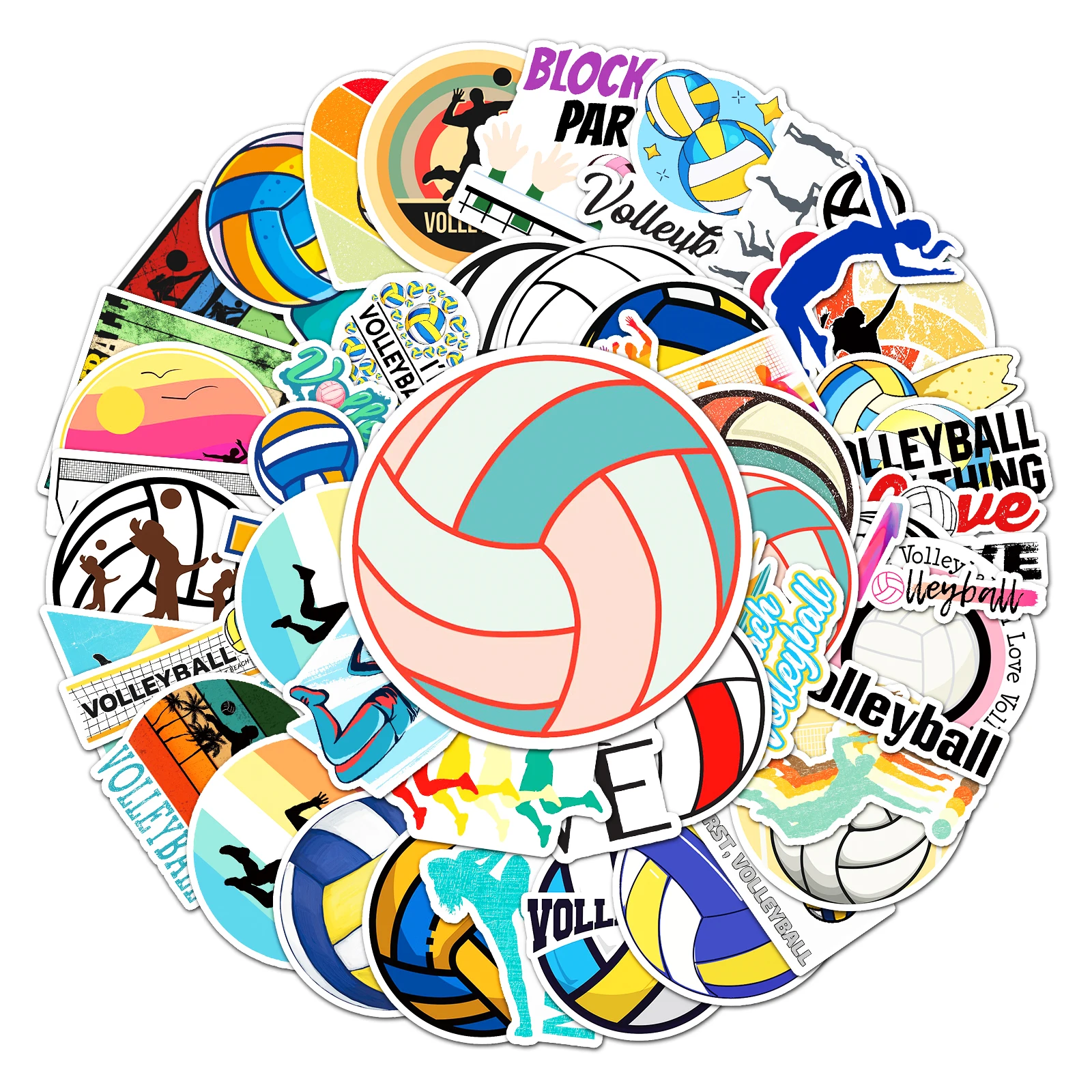 50Pcs Volleyball Series Cartoon Cute Waterproof Sticker Skateboarding Snowboard Retro Vinyl Sticker