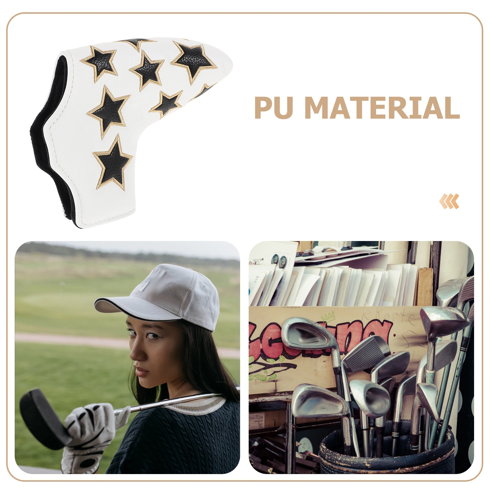 

Golf Putter Cover Club Head Sleeve Golfs Bag Protective Cap Durable PU Material Thickening Strong Fits Properly Easy Use Outdoor