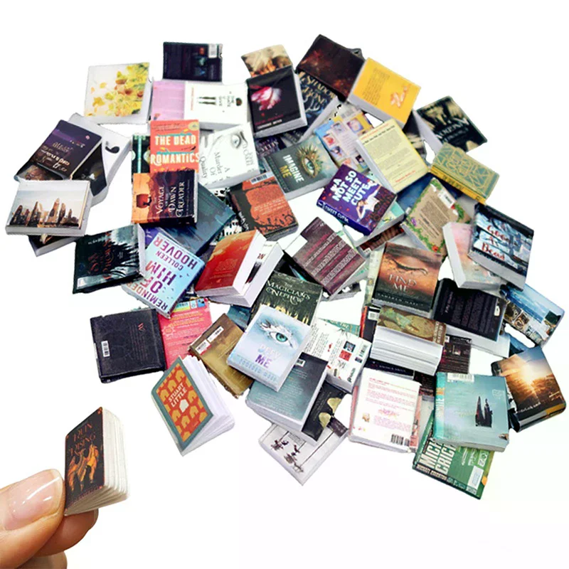 100Pcs Random Miniature Dollhouse Classical Flip Books Notebook Mini Study Decor Doll Toy Furniture Accessories