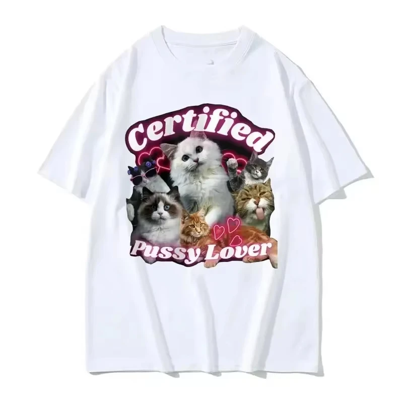 

Забавная футболка с мемом для любителей кошек, модная эстетичная футболка с коротким рукавом для мужчин и женщин, летняя повседневная футболка, топы