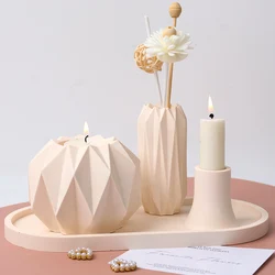 Geometry Candle Cup Silicone Mold DIY Planter Making Supplies Plaster Concrete Resin Storage Jar Casting Molds Home Crafts Decor