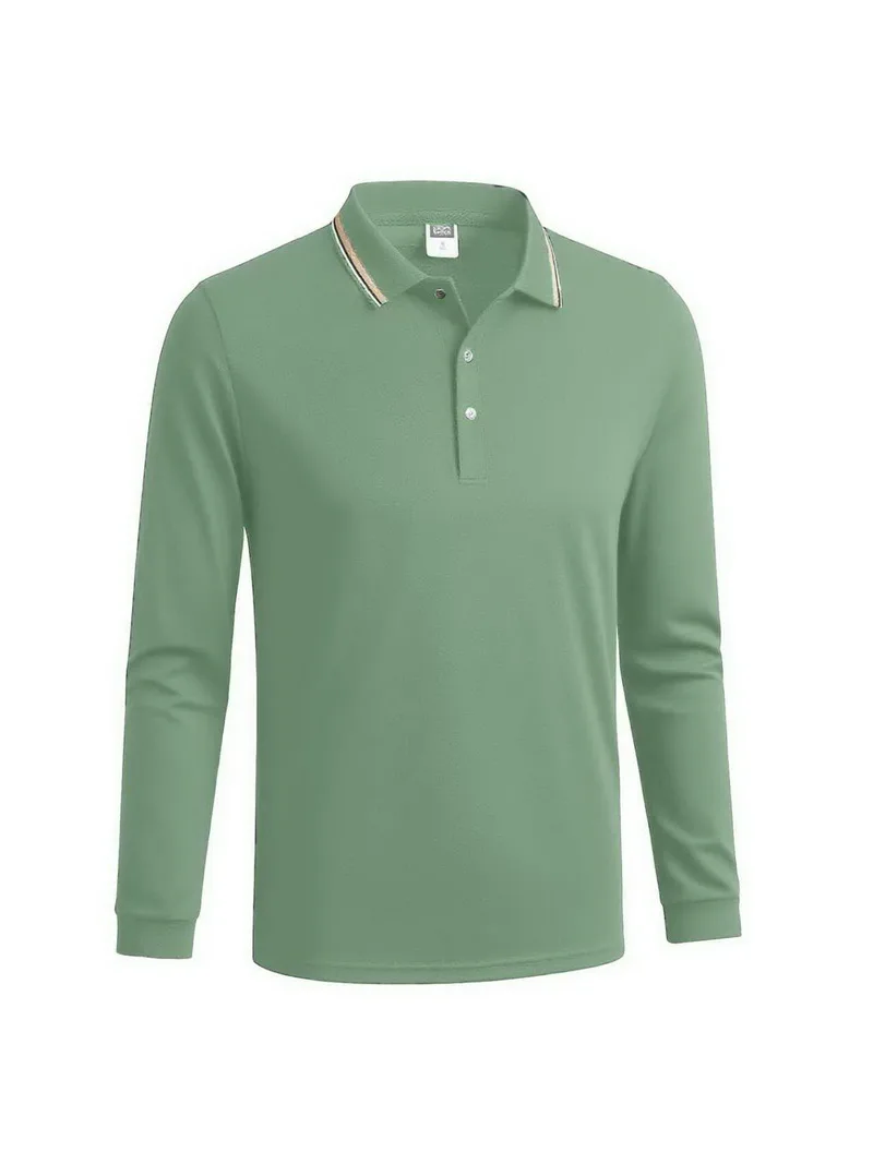 Neues Herren Business Casual Poloshirt mit Kontrastfarbenem Kragen, Klassisches Golf-Revers-Oberteil, Komfort-Pullover für Outdoor, Büro und Alltag – Detail 4
