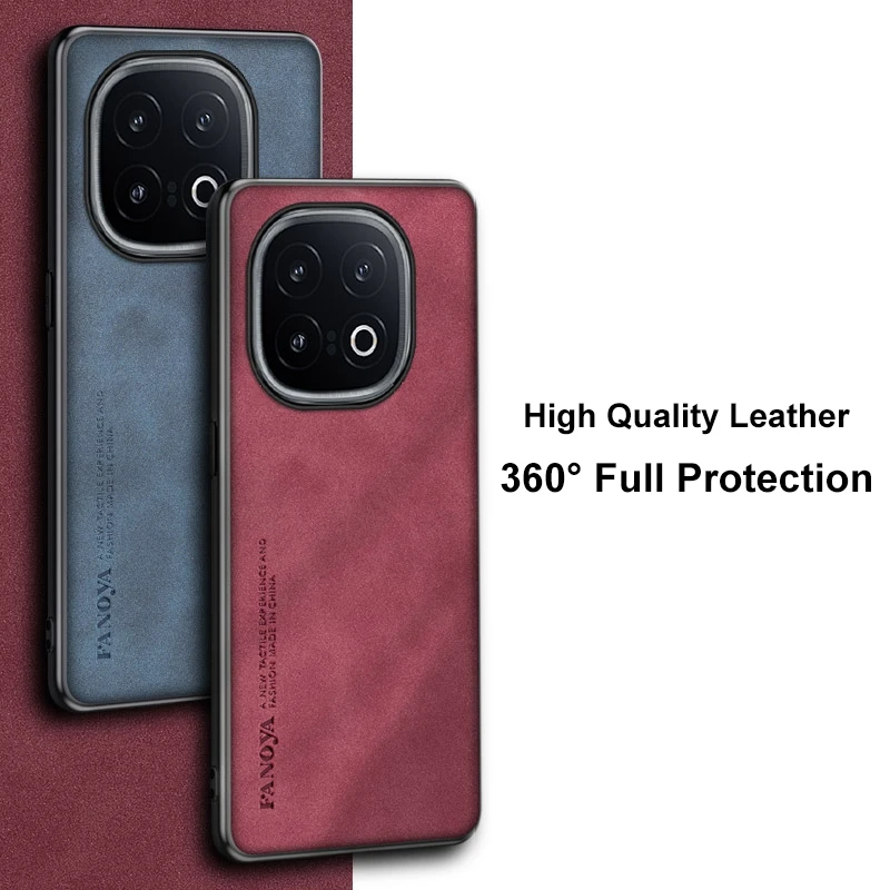 For iQOO 13 Case Luxury PU Leather Phone Case For Vivo iQOO 13 5G iQOO13 Back Cover Matte Silicone Shockproof Full Protection