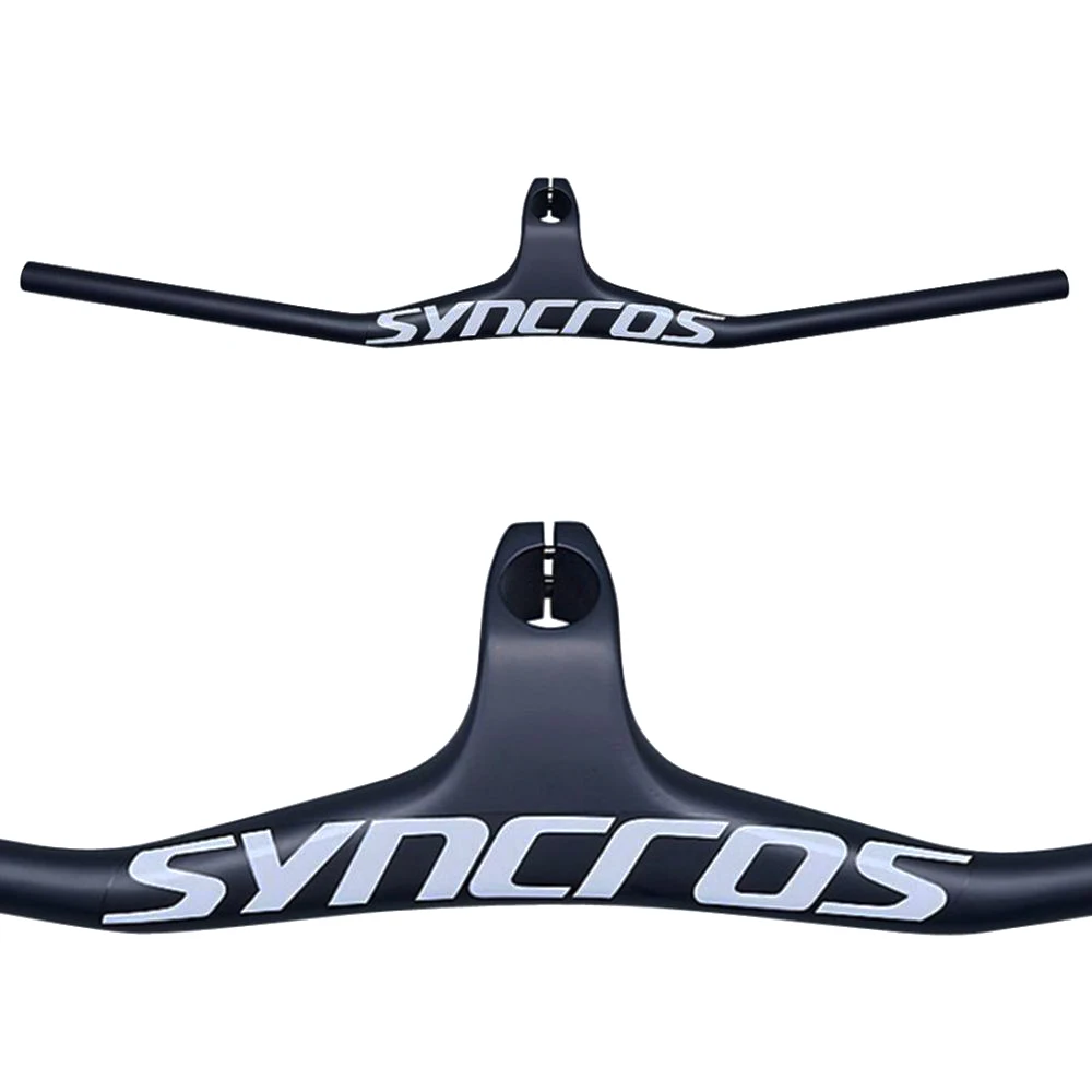 

Syncros Handlebars MTB Bicycle Handle Bar -17 Degrees Carbon Fiber Bike Integrated Handlebar With Stem 28.6mm Matte White logo