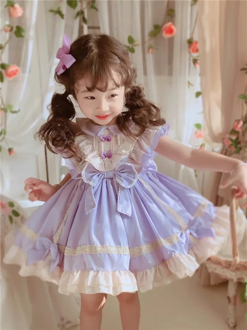 Girls Lolita Children\'s Tutu Dress Sleeveless Purple Princess Dress Festive Birthday Clothes Girls Party Elegant Summer Dresses