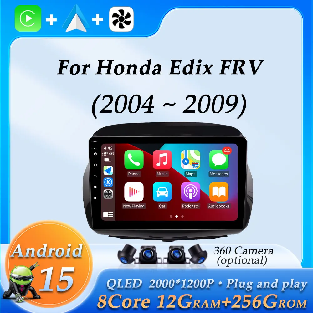 

Wireless CarPlay Car Radio Audio Multimedia Video Player for Honda Edix FRV 2004 - 2009 GPS Navigation Bluetooth DSP Stereo WiFi