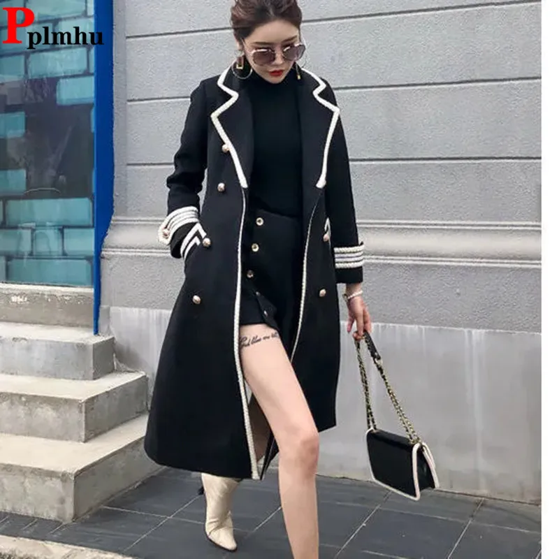 

Classic Thick Warm Women Woolen Solid Chaquetas British Fall Winter Belt Temperament Elegant Coats Slim High-grade White Jaqueta