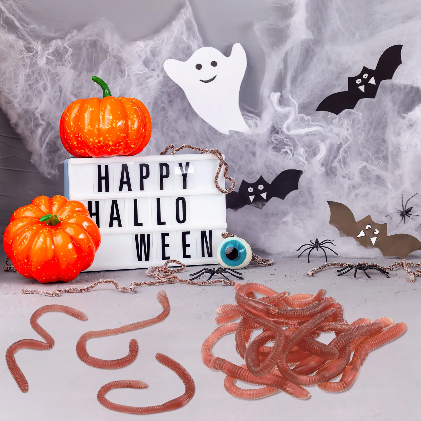 

10 шт. Искусственные черви, реалистичные, разноцветные, легкие, пластиковые, для фестивалей, розыгрышей, декора на тему ужасов, реквизит для трюков