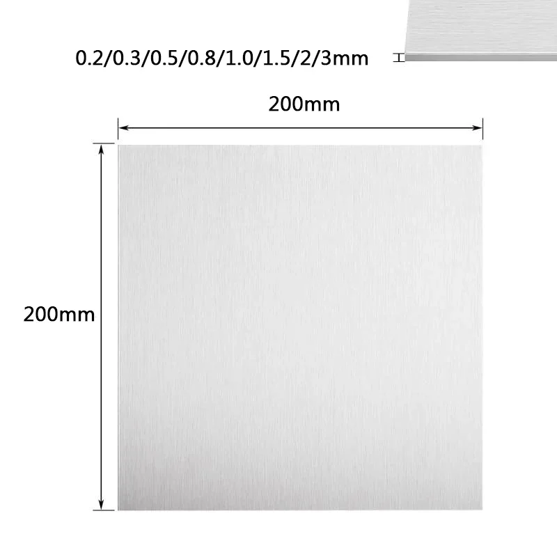 1-5 قطعة سمك 0.1/0.2/0.5/0.8-/3 مللي متر 304 الفولاذ المقاوم للصدأ مربع ورقة لوحة 100x100 مللي متر 150x150 مللي متر 200x200 مللي متر لوحة معدنية مصقولة