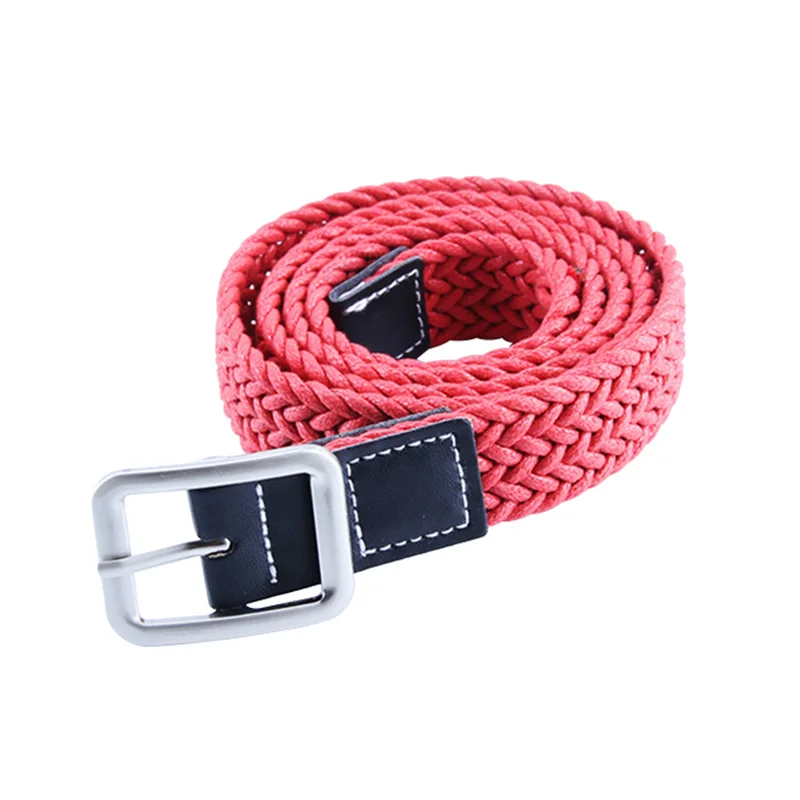 

Classic Retor Women Belt Simple Alloy Pin Buckle Belt Soild Color Wax Rope Weave Women Fashion Jeans Belt