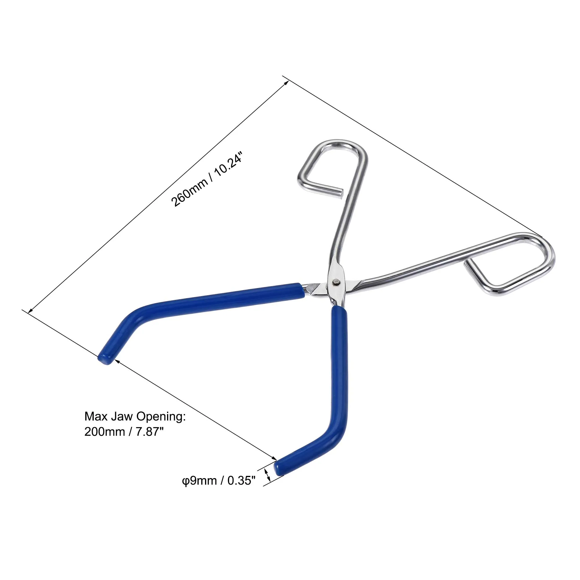 Laboratory Beaker Clamp Tongs Stainless Steel Chrome Plated 10-inch Opens Up to 200mm Width Blue Lab Flask Tong Crucible Pliers