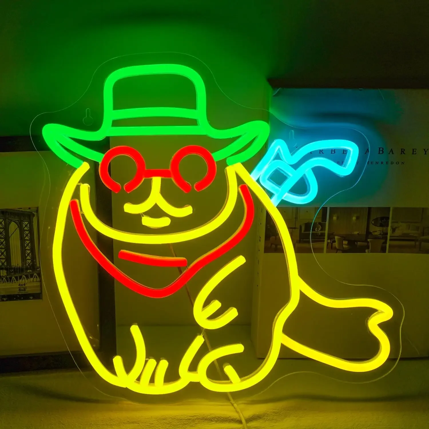 Cool Seal Neon Sign LED Wall Art USB Powered Animal Glow Lamp Hat Glasses Smoking Aesthetic Bedroom Living Room Beach Bar Decor