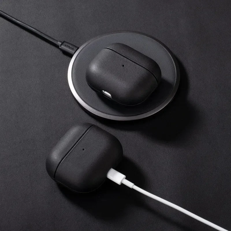 สําหรับ AirPods 4 3 หนัง Full Grain Cowhide หูฟัง Anti DROP แขนป้องกันสําหรับ AirPods 2 1 pro2
