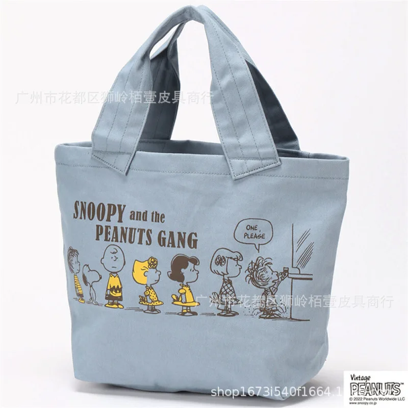 New Cute Cartoon Snoopy Canvas Bag Personalized Portable Handbag Large Capacity Student Work Lunch Box Lunch Bag