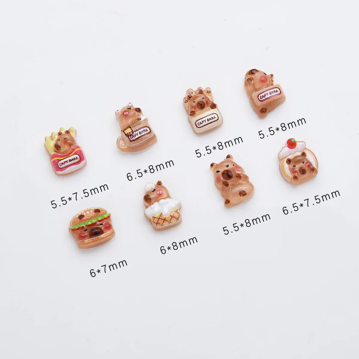 Symulacja jedzenia Capibara figurki Anime do paznokci akcesoria dekoracyjne Manucure Kawaii Cartoon Capivara żywica części do paznokci Charms