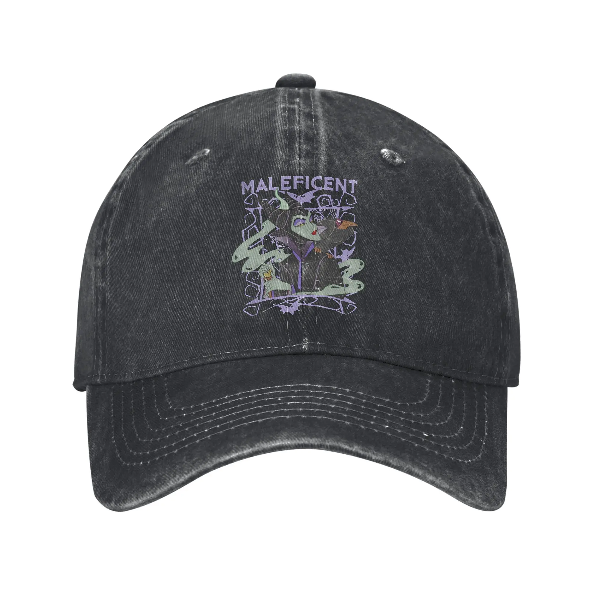 Villains Sleeping Beauty Maleficent Poster Unisex Baseball Caps Distressed Washed Hats Casaual Outdoor Adjustable Fit Headwear