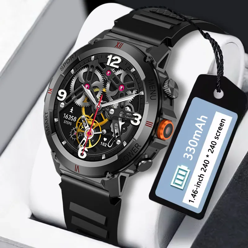 Herren 2024 Neue 5.3 Bluetooth-Anrufuhr 1,46 Zoll Vollbild-Touchscreen Herzfrequenz-Gesundheitsüberwachung Herren-Smartwatch