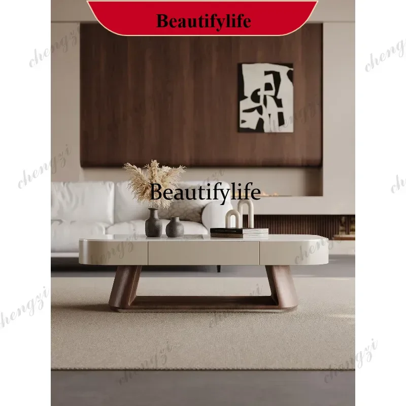 Wabi Silent Wind Coffee Table TV Cabinet Rectangle Microcrystalline Stone Light Luxury Premium Sense p182