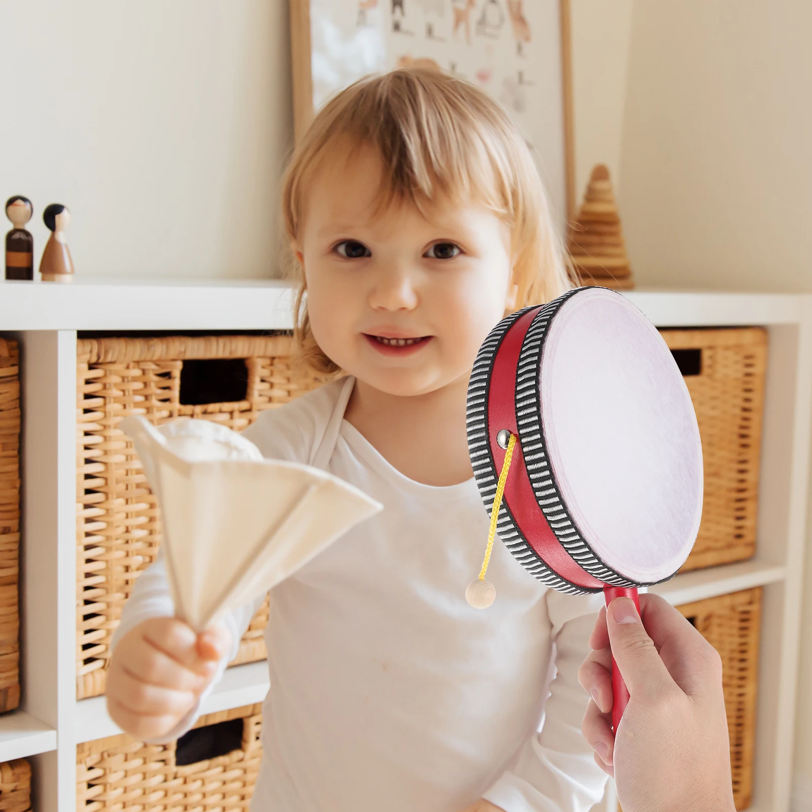 

Wave Drum Musical Instrument For Kids Handheld Rattle-Drum Lightweight Percussion Hand Drum Educational Early Learning