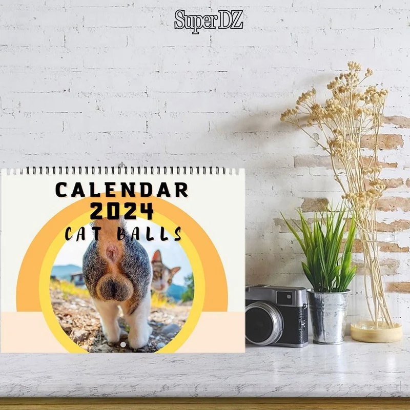 Parede de Ano Novo Calendário, Quarto e Fundo Decoração, Calendário, 2024, Presente