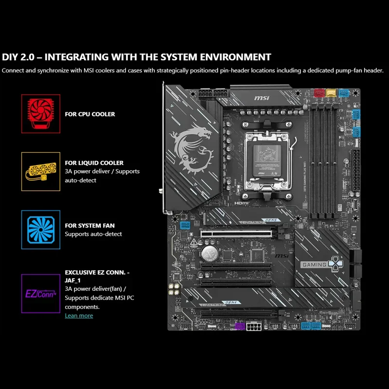 اللوحة الأم للألعاب MSI X870 GAMING PLUS WIFI تدعم وحدة المعالجة المركزية 9900X3D/9950X3D/9800X3D (AMDX870/socket AM5) R9 9900XR5 7600X