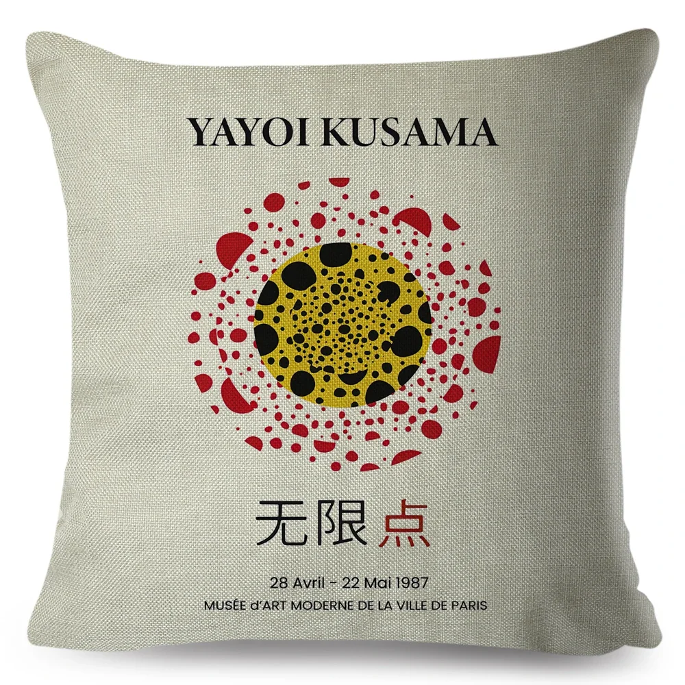 Double Print Vintage Pillow Case for Sofa Home Car Linen Throw Pillowcase Nordic Style Yayoi Kusama Pumpkin Cushion Cover Decor