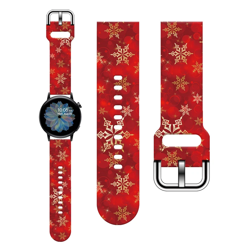 

20MM Snowflake series printed watch strap for Samsung Galaxy Watch 7/6/5 40mm 44mm Band Replaceable Bracelet for Xiaomi Huawei