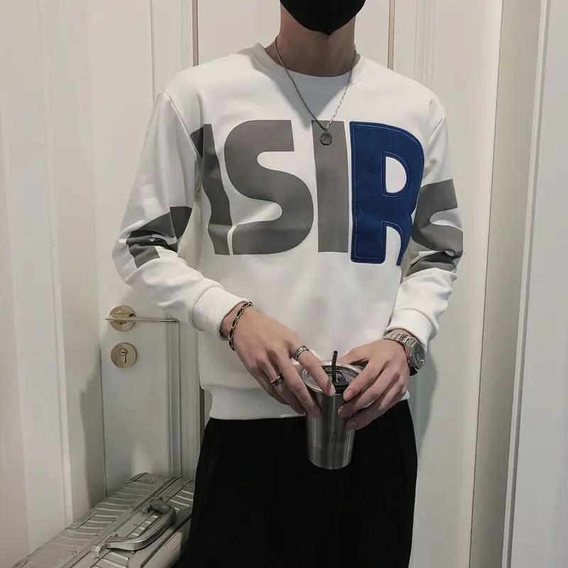 Fashion O-Neck Spliced Printed Letter Sweatshirts Men's Clothing 2023 Autumn Winter Loose Casual Tops All-match Sweatshirts