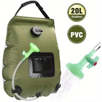 20L 5.28 Gallon Portable Solar Shower Bag for Camping with PVC Material Outdoor Travel Heated Bath Water Bag with Removable Hose