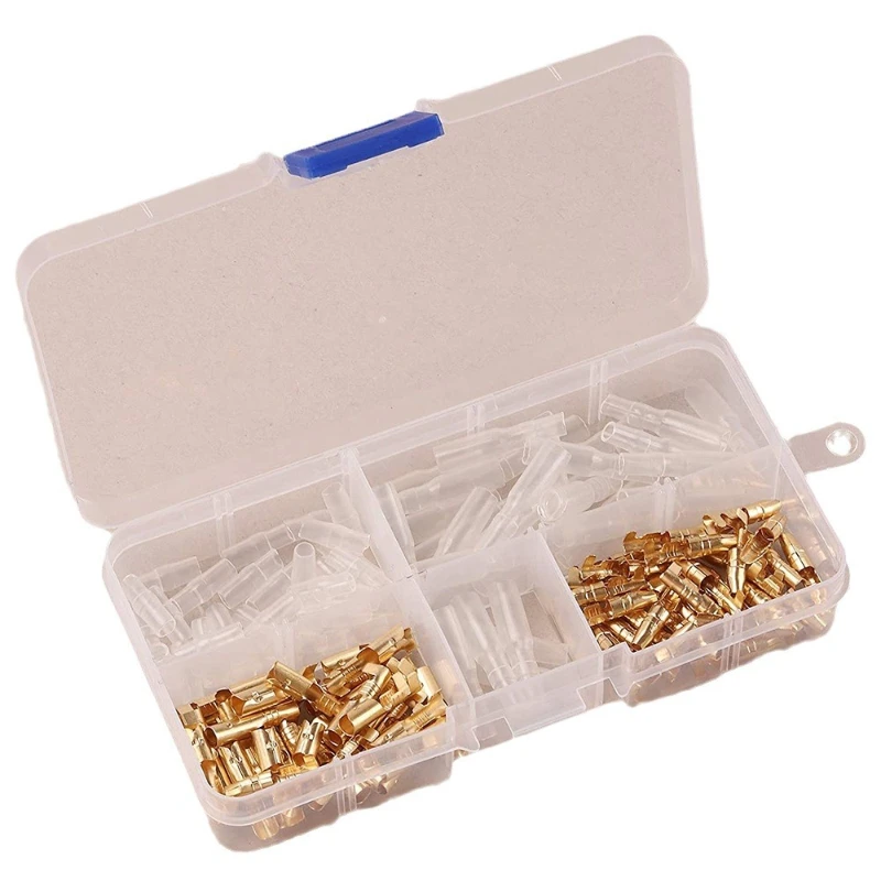 120pcs 3.9mm Bullet Crimp Terminal Electrical Wire Connector Car Motorcycle Female Male Bullet Connector with Insulating Sleeves
