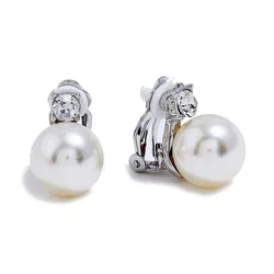 New Simulated Pearl Clip on Earring No Pierced for Women Wedding Luxury Bridal Pearl Clear Clip Earrings No Piercing