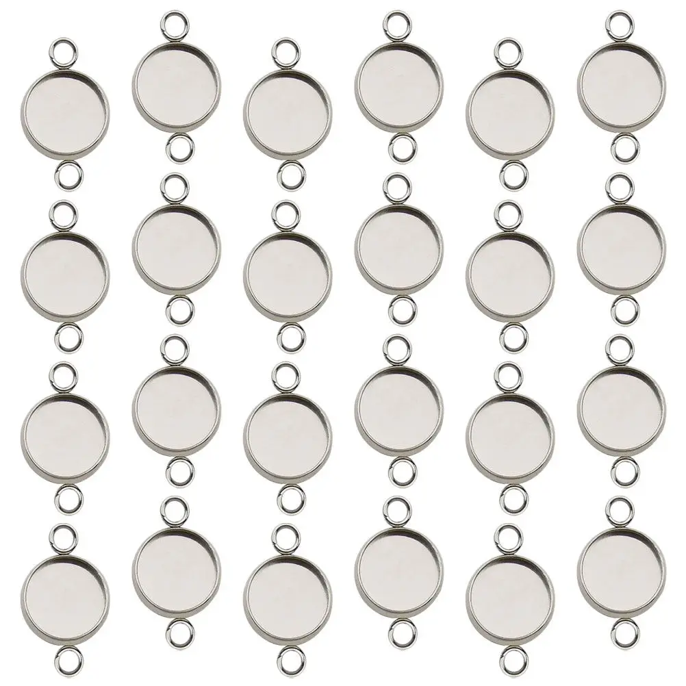 50Pcs Stainless Steel Jewelry Making Pendant Base DIY Craft Supplies for Necklace Bracelet Keyring Anklet Sweater Chain Fashion