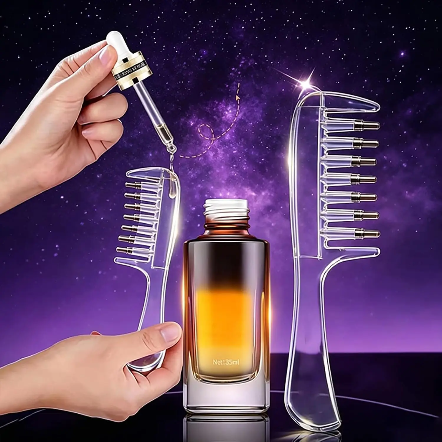 Portable Scalp Massage Hair Oil Applicator Comb Transparent Anti‑Leak Hair Root Liquid Serum Guide Brush, Hair Care Dye Oil Tool