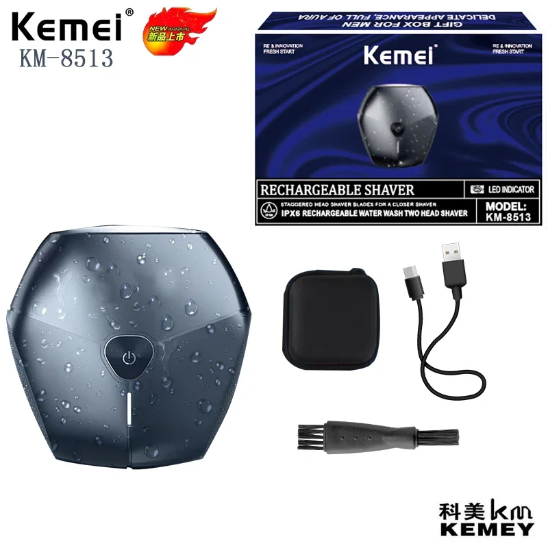 

Kemei KM-8513 Cordless Rechargeable Electric Portable Razor Pocket Size Washable Portable Electric Shaver Machine for Men